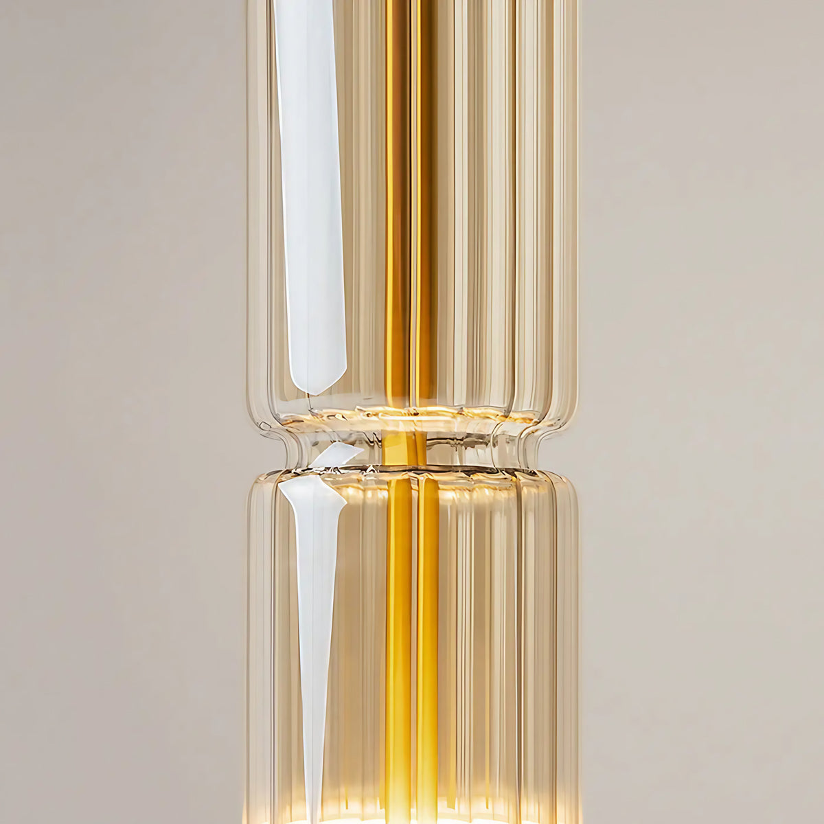 Suspension LED tube de verre teinté, fumé, doré ou argenté