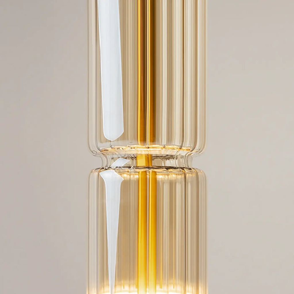 Suspension LED tube de verre teinté, fumé, doré ou argenté