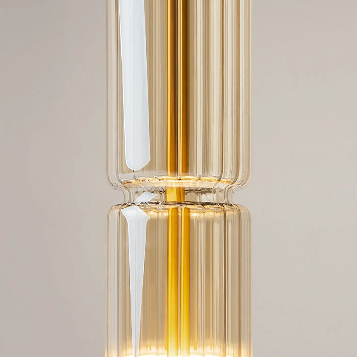 Suspension LED tube de verre teinté, fumé, doré ou argenté