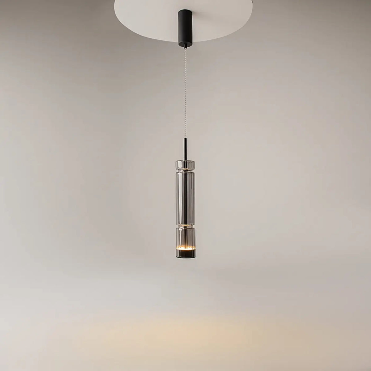 Suspension LED tube de verre teinté, fumé, doré ou argenté