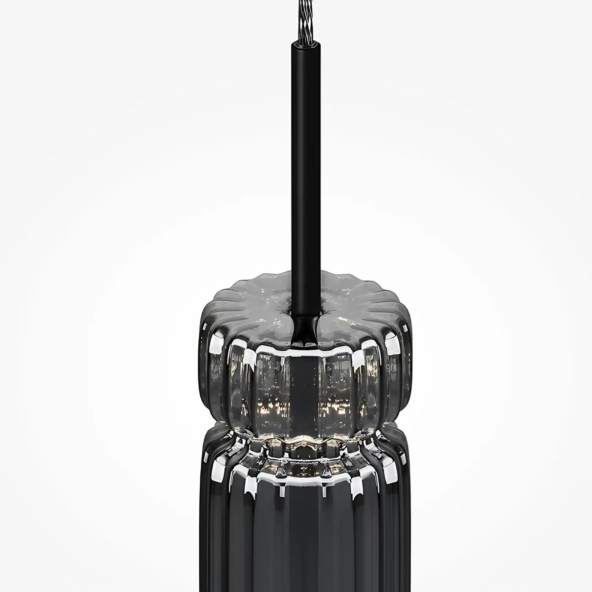 Suspension LED tube de verre teinté, fumé, doré ou argenté