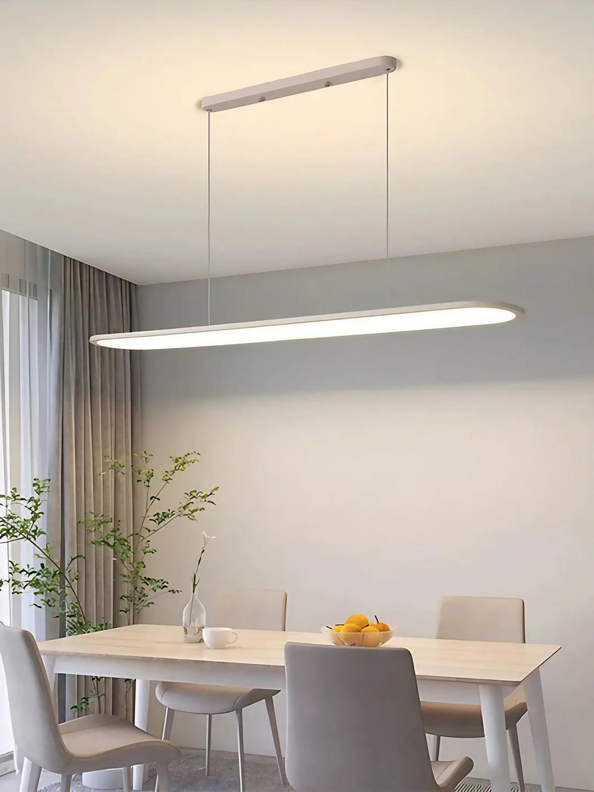 Suspension ovale LED minimaliste, blanche ou noire, 4 tailles, blanc