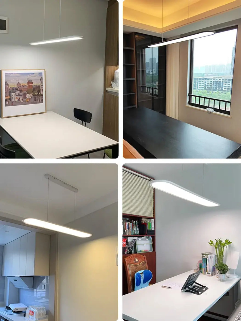 Suspension ovale LED minimaliste, blanche ou noire, 4 tailles