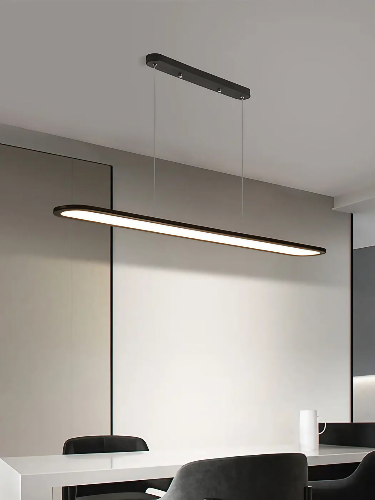 Suspension ovale LED minimaliste, blanche ou noire, 4 tailles, noir