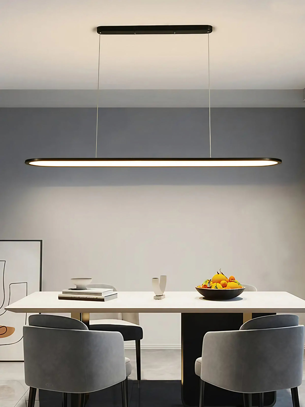 Suspension ovale LED minimaliste, blanche ou noire, 4 tailles, noir