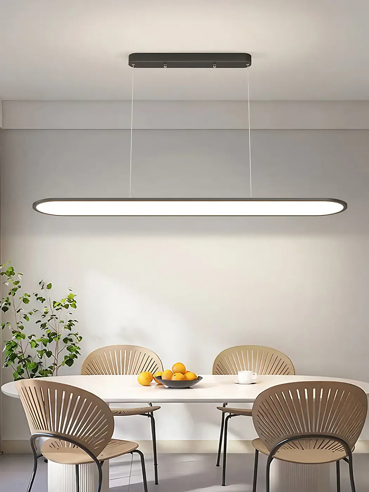 Suspension ovale LED minimaliste, blanche ou noire, 4 tailles, noir