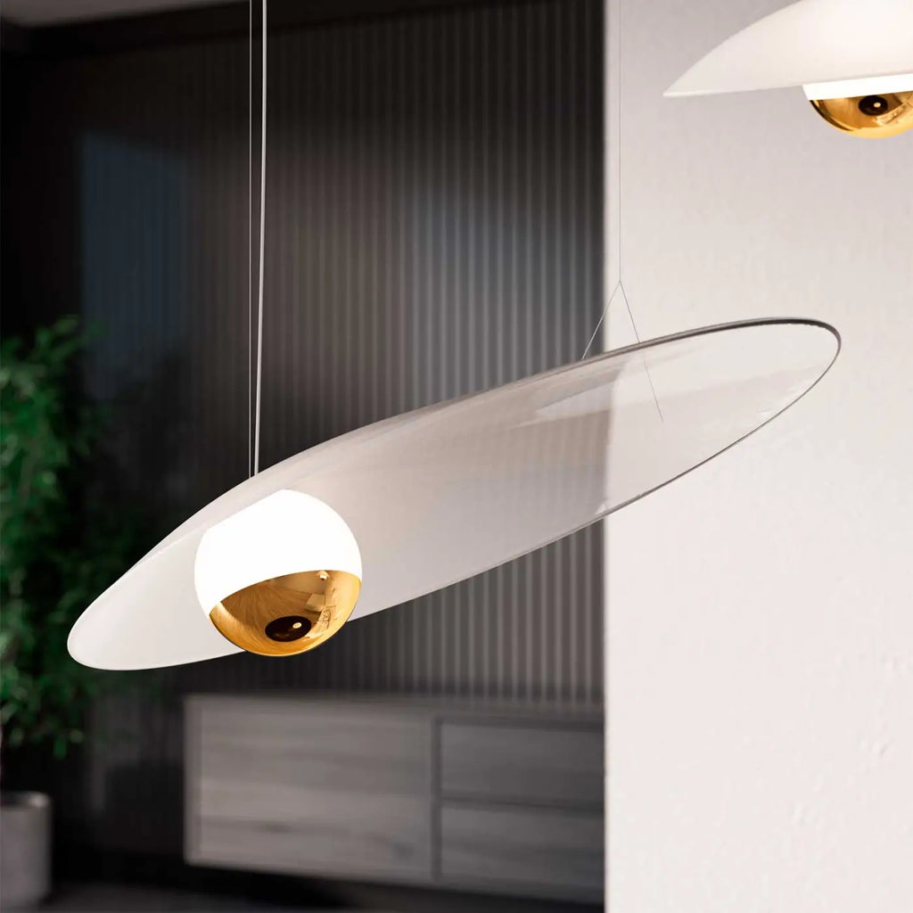 Suspension coquille en cristal avec perle lumineuse, LED