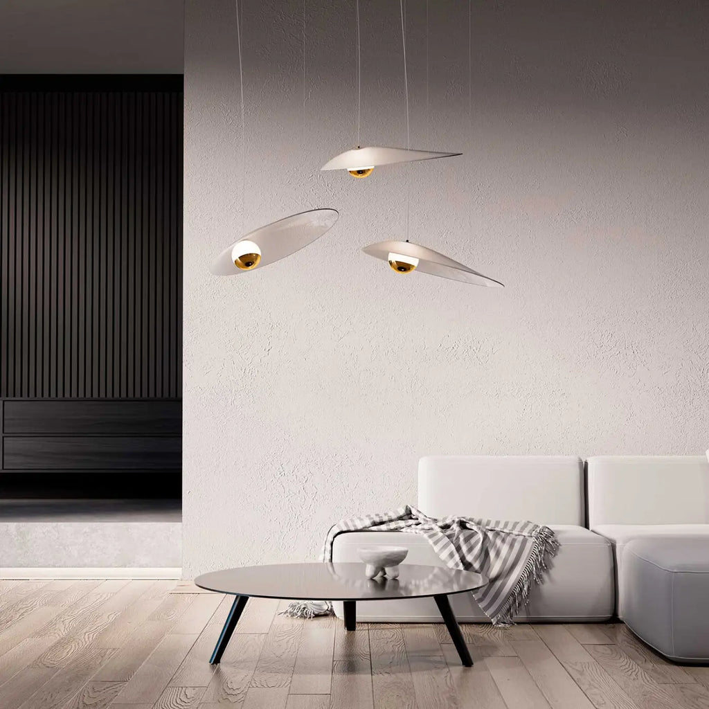 Suspension coquille en cristal avec perle lumineuse, LED