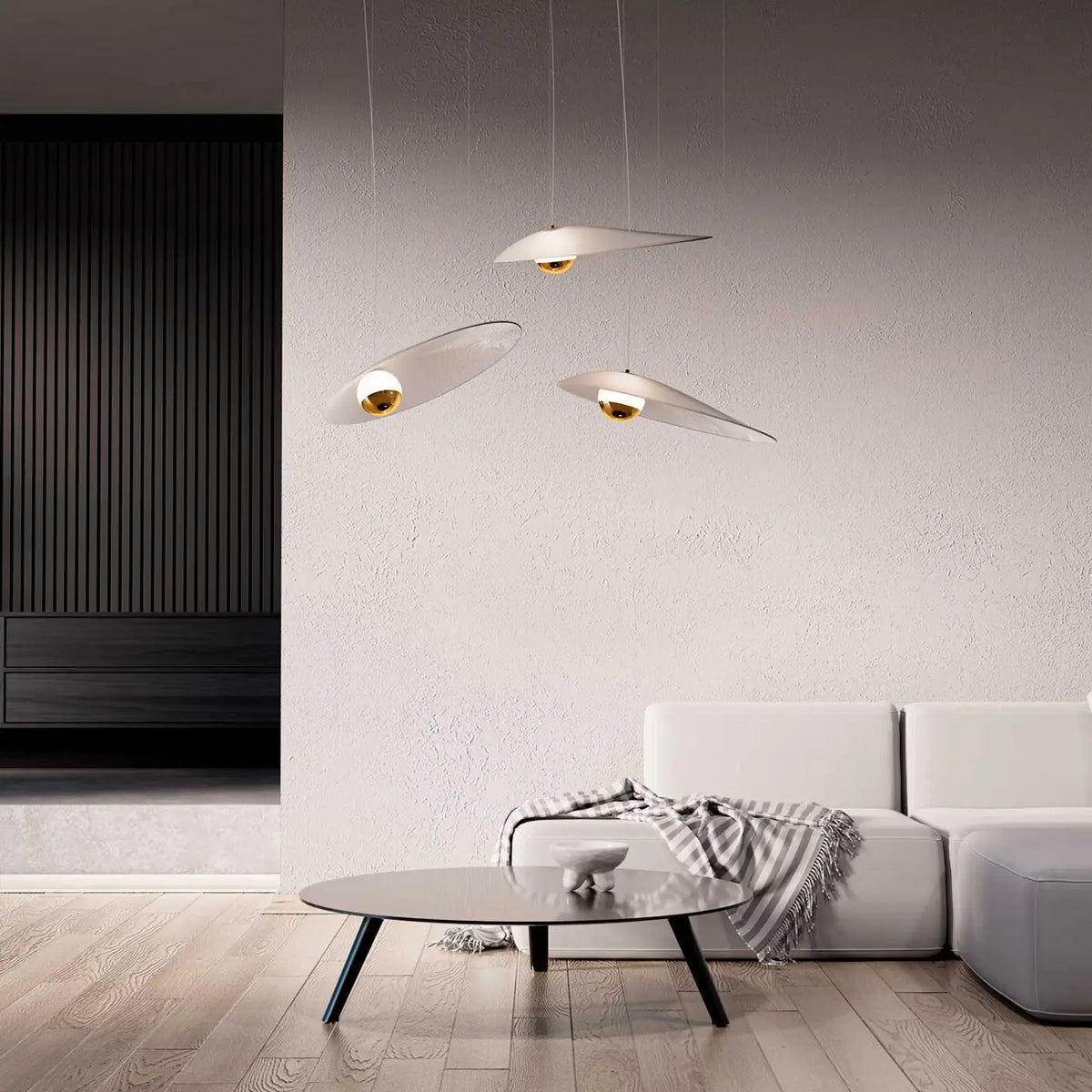 Suspension coquille en cristal avec perle lumineuse, LED