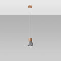 Petite suspension en béton gris et bois naturel, ampoule E27