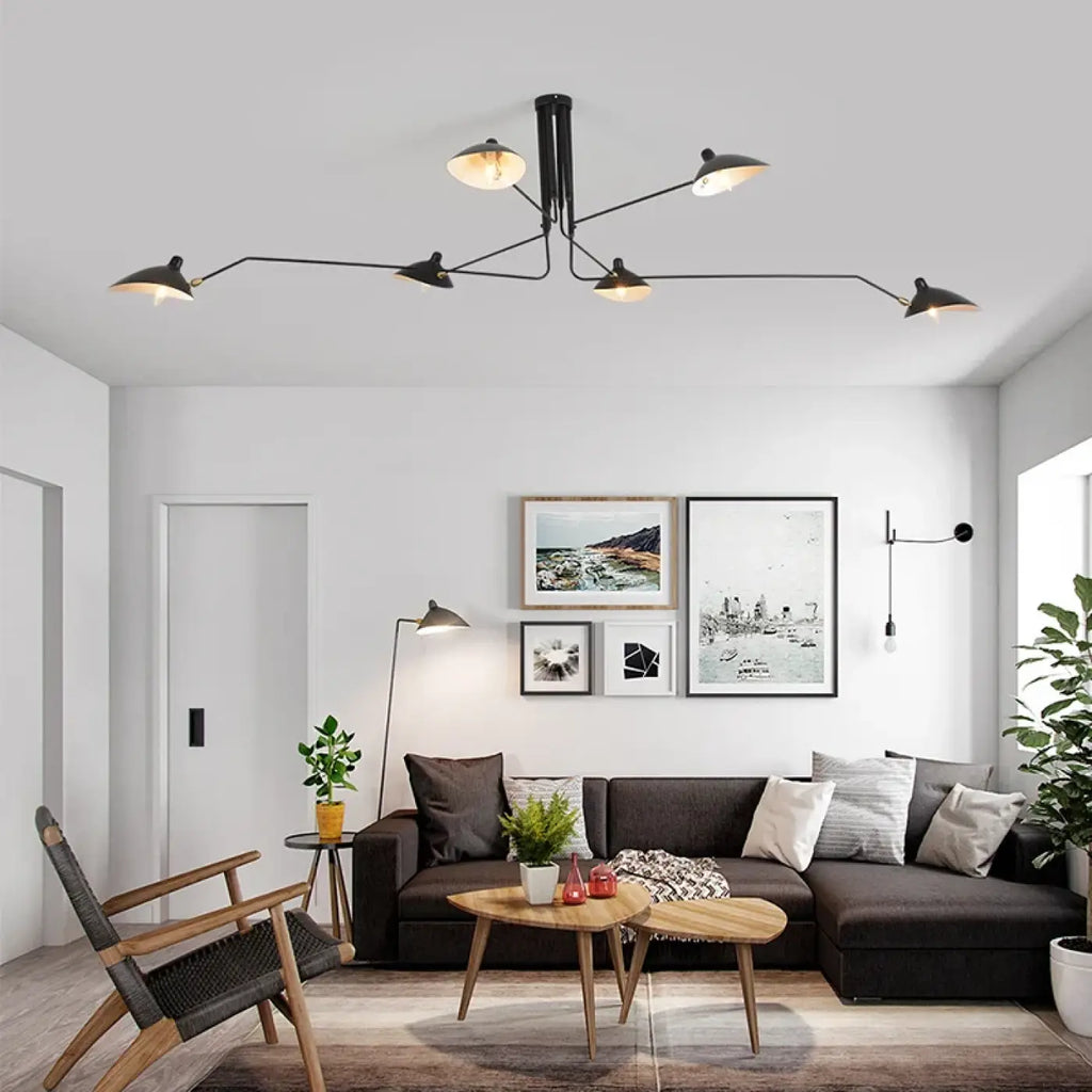 Suspension industrielle noire à trois bras orientables