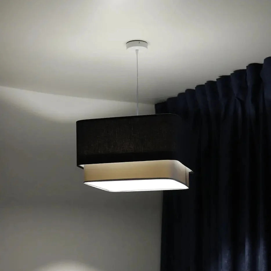 Suspension bleu marine à abat-jour structuré, style contemporain