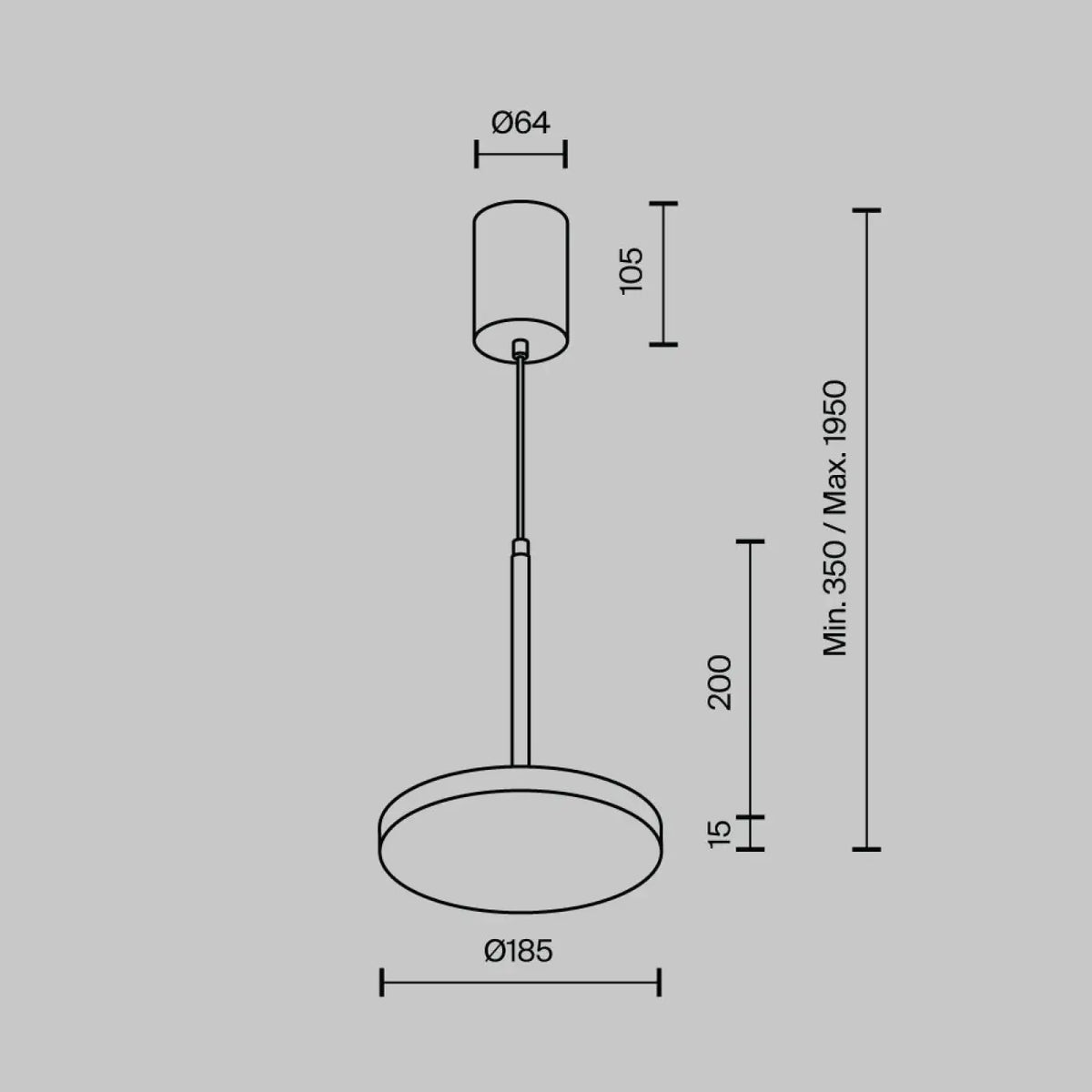 Suspension LED disque vertical en acier, trois coloris