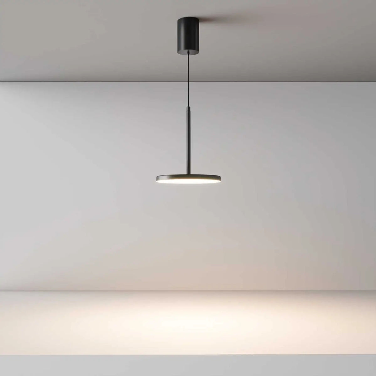 Suspension LED disque vertical en acier, trois coloris