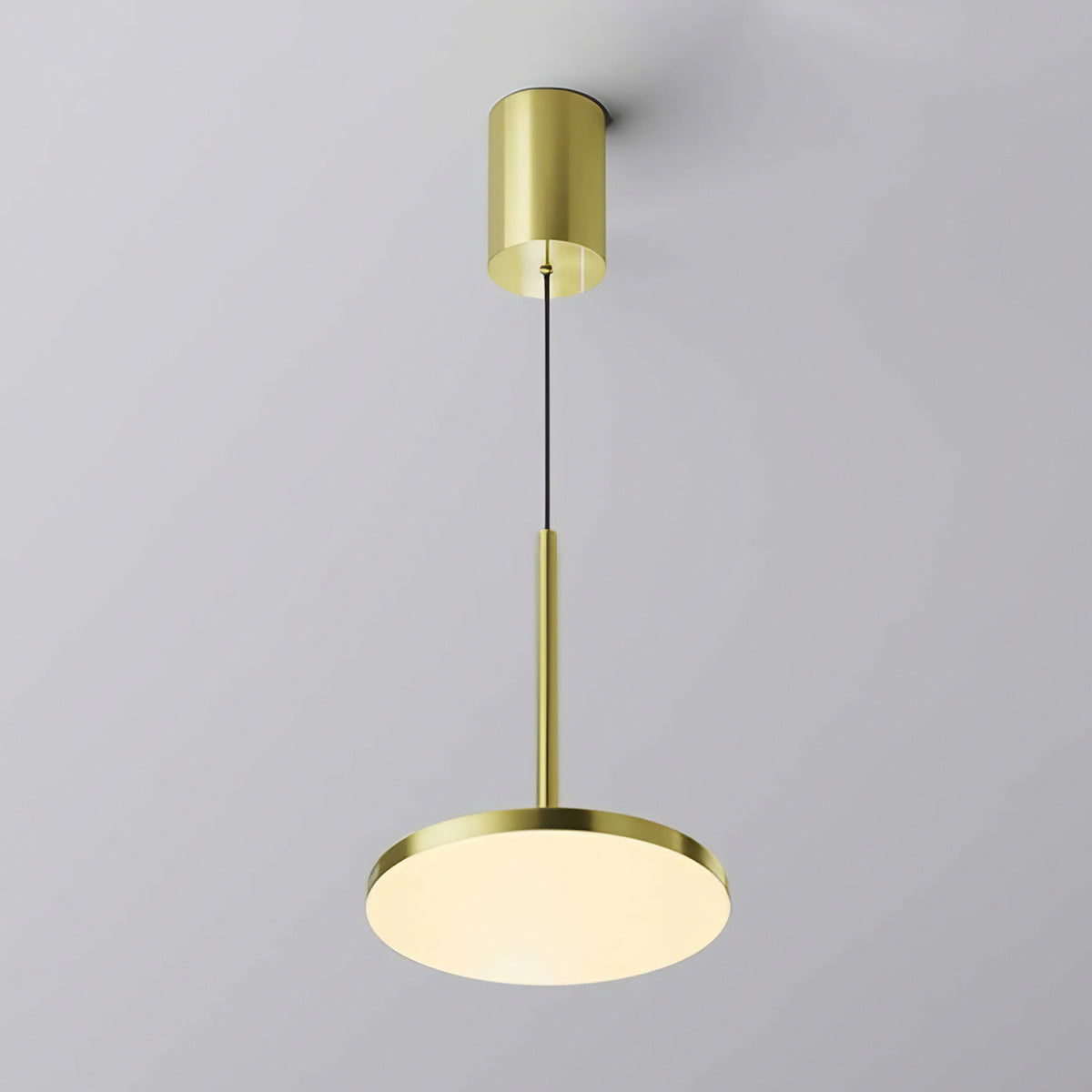 Suspension LED disque vertical en acier, trois coloris, doré