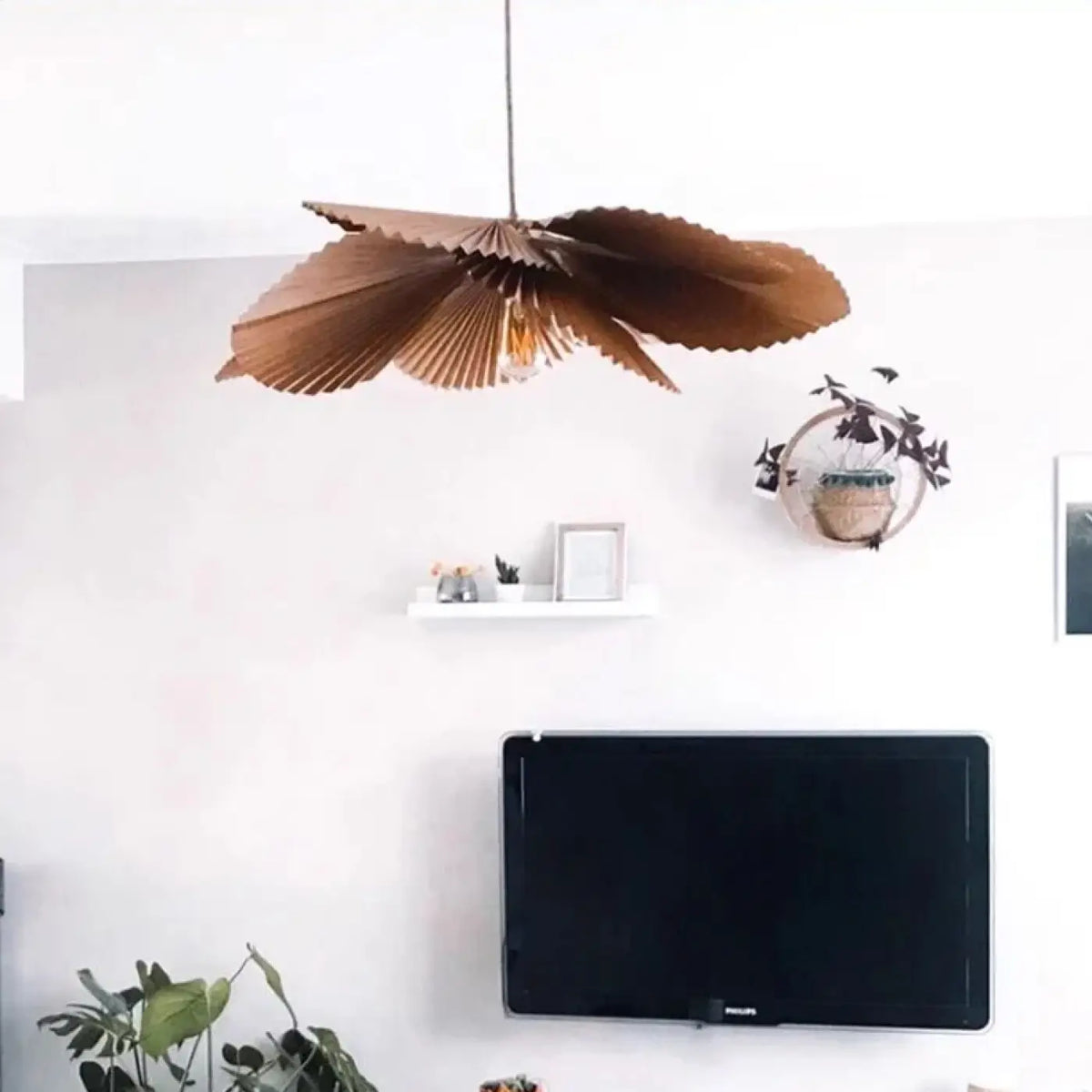Suspension plissée en papier kraft marron, tailles S, M, L