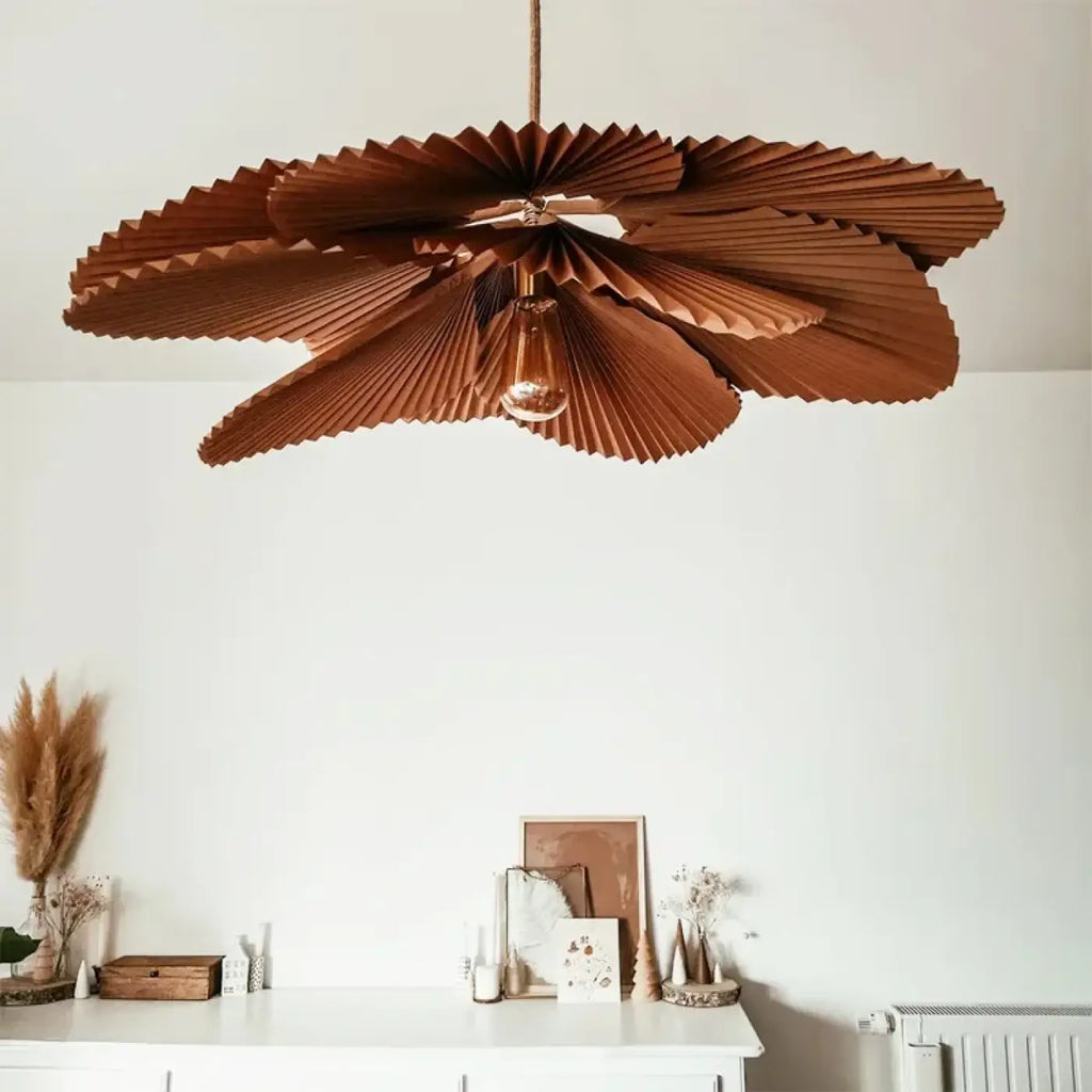 Suspension plissée en papier kraft marron, tailles S, M, L