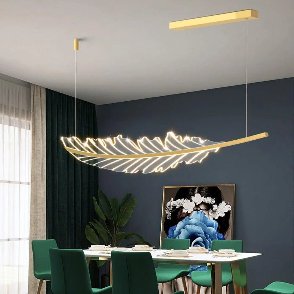 Suspension en plumes, luminaire aérien et décoratif