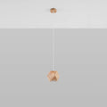 Petite suspension en bois naturel à facettes, ampoule GU10