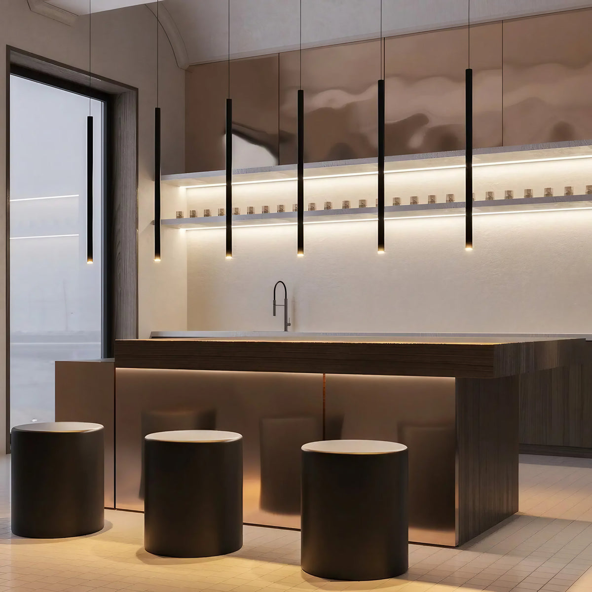 Suspension LED tube en aluminium de 3 cm, 40 ou 80 cm