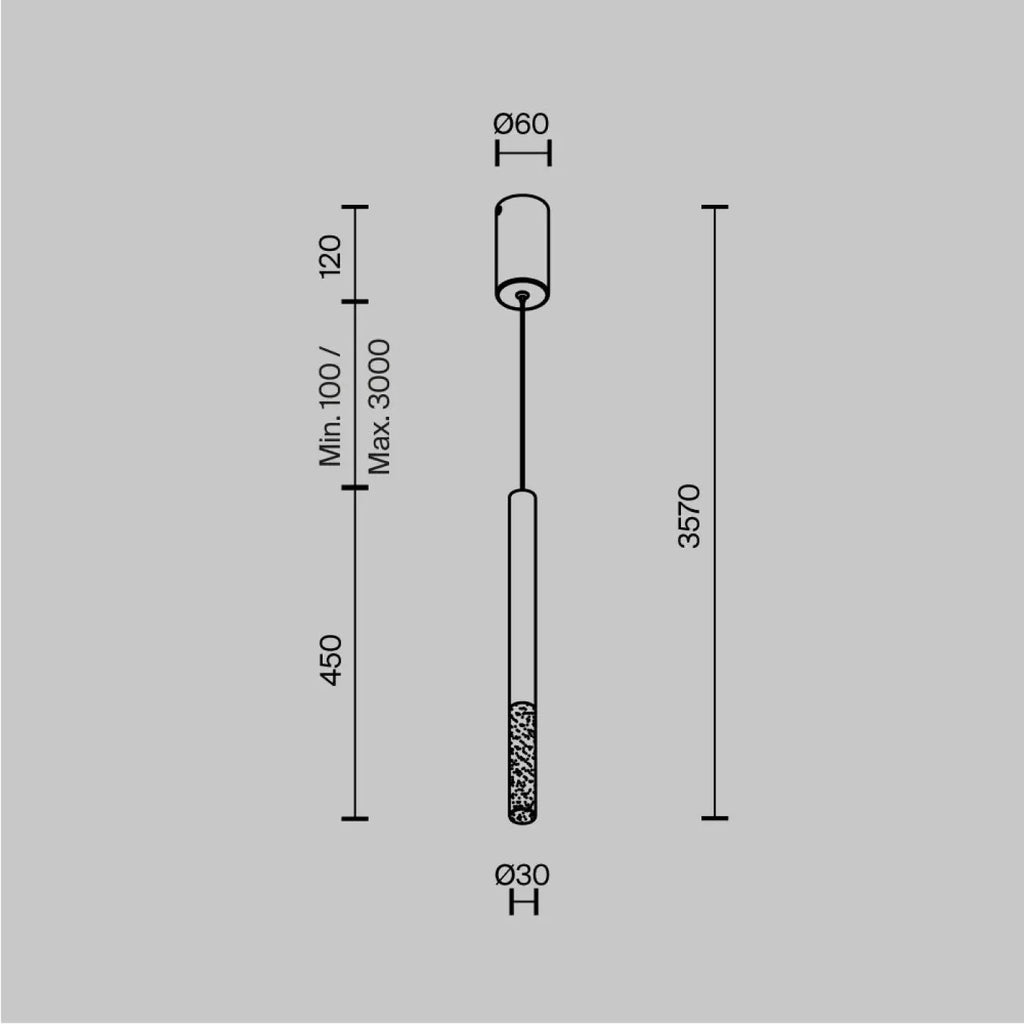 Suspension LED tube en aluminium coupé en biais, noir ou blanc