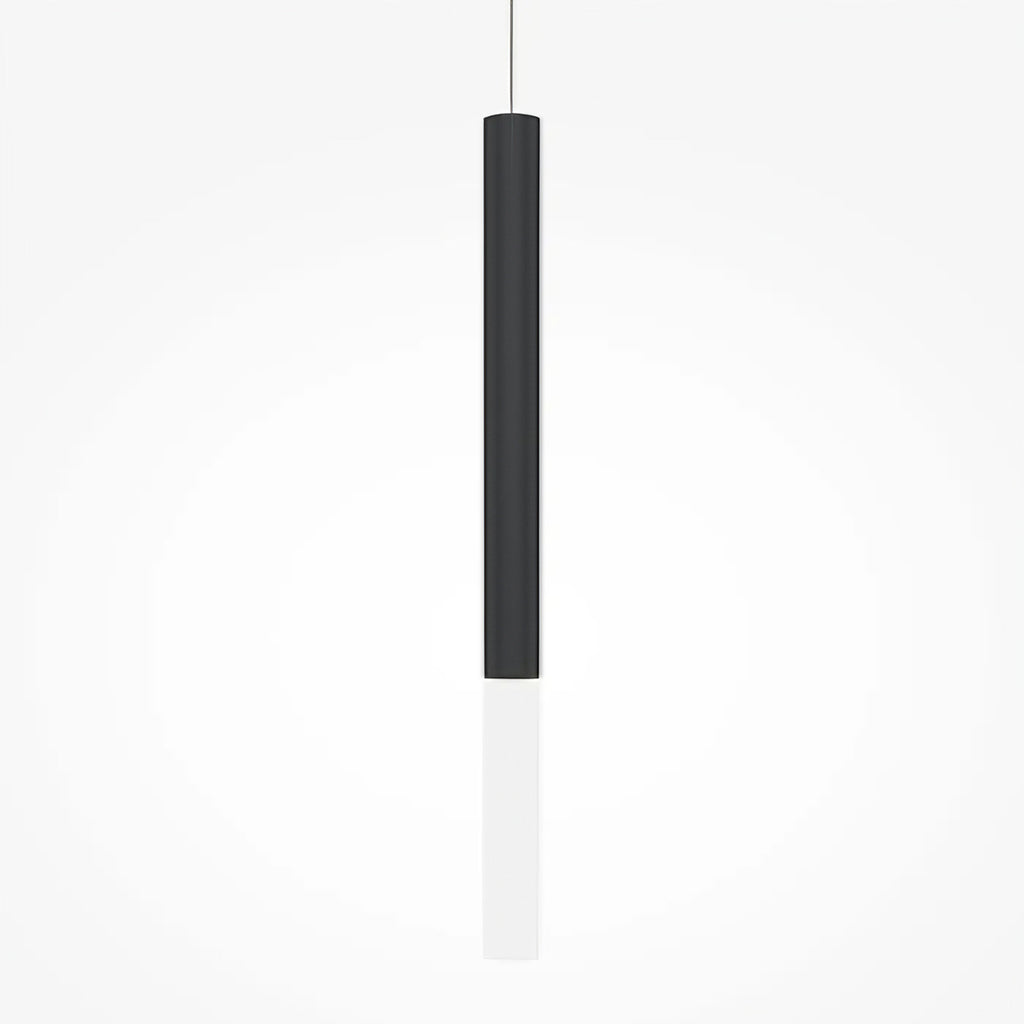 Suspension LED tube en aluminium coupé en biais, noir ou blanc