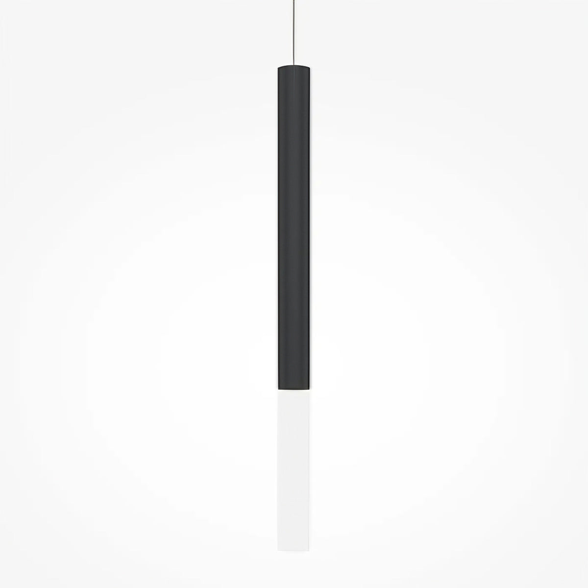 Suspension LED tube en aluminium coupé en biais, noir ou blanc