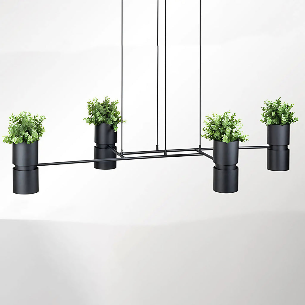 Suspension 4 spots GU10 avec emplacements pour plantes en pot