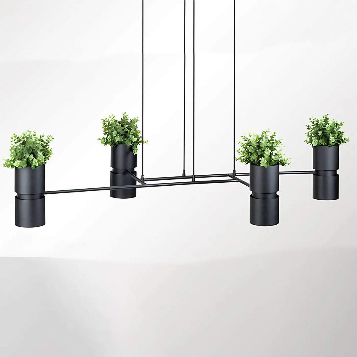 Suspension 4 spots GU10 avec emplacements pour plantes en pot