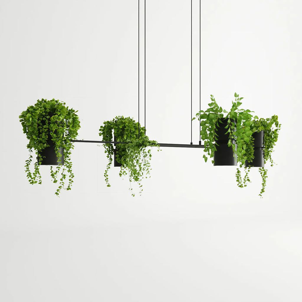 Suspension 4 spots GU10 avec emplacements pour plantes en pot