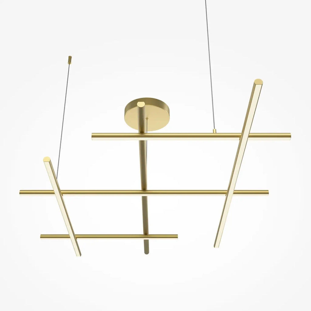 Suspension LED à branches dorées, trois longueurs au choix