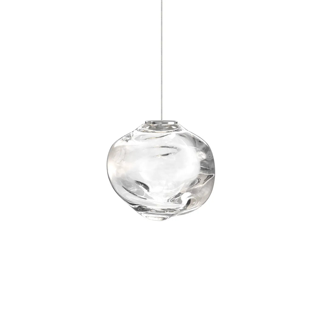 Petite suspension en verre brut à la forme organique, LED