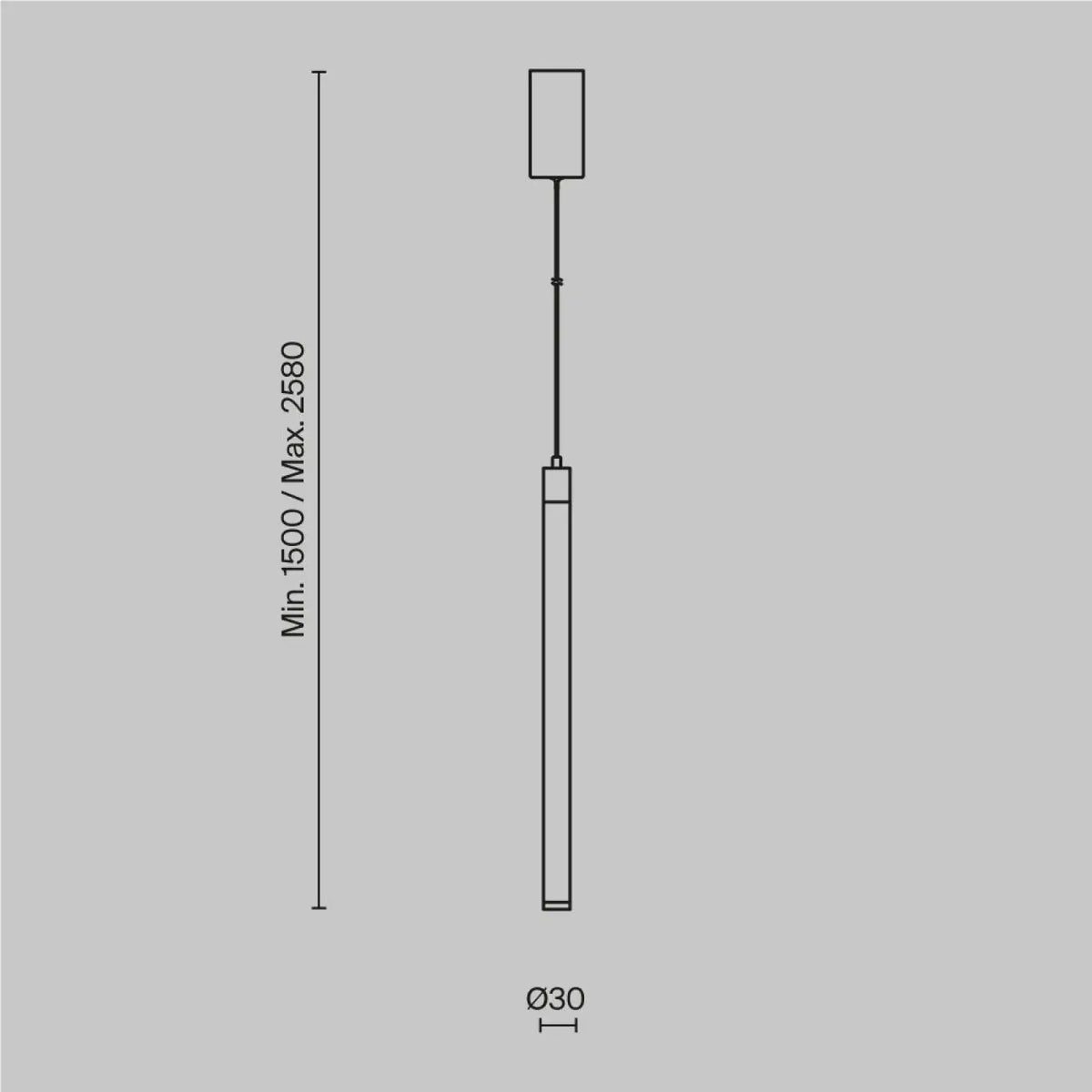 Suspension LED tube lumineux en acier, 45 ou 90 cm, blanc chaud