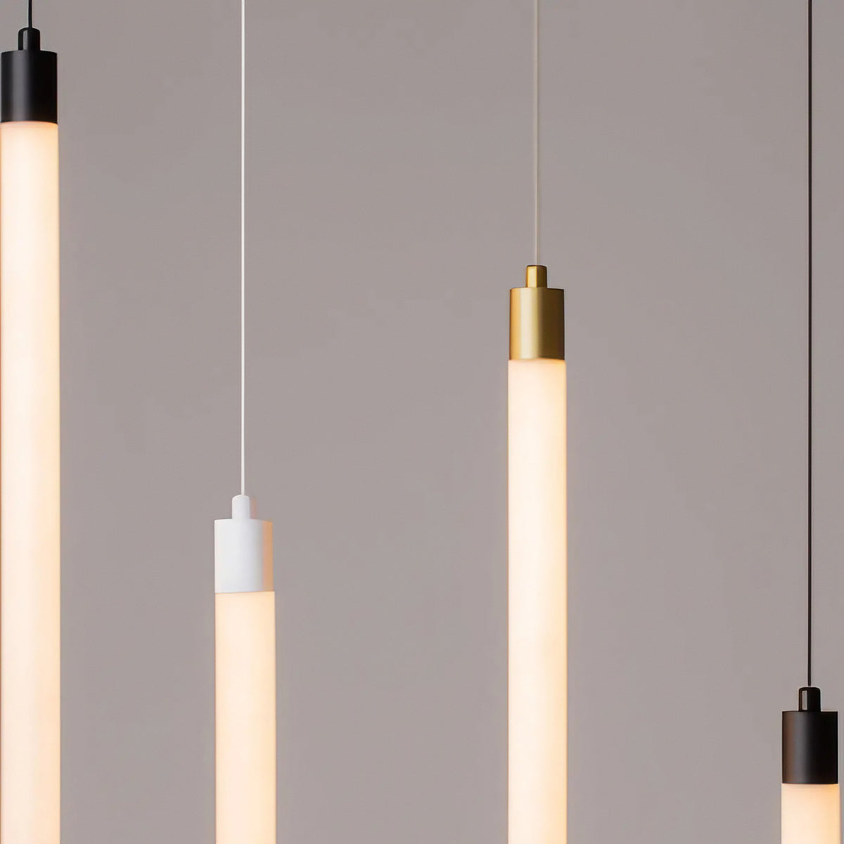 Suspension LED tube lumineux en acier, 45 ou 90 cm, blanc chaud