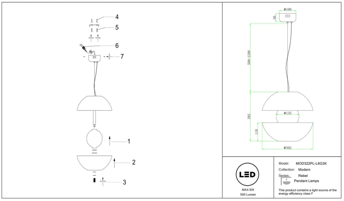 Suspension LED en forme de pomme, verre ambré, 30 cm