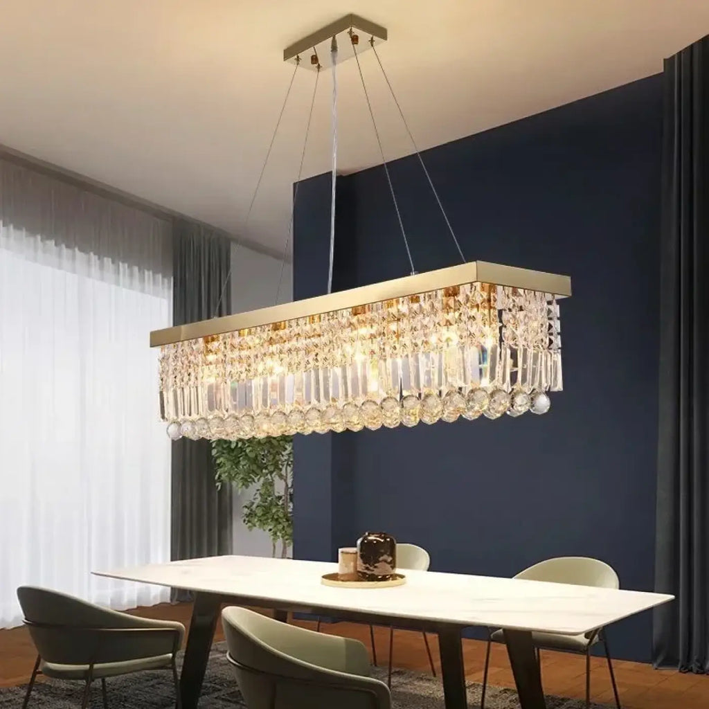 Suspension rectangulaire en cristal, trois coloris, six tailles