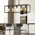 Suspension rectangulaire noire style loft, ampoules LED