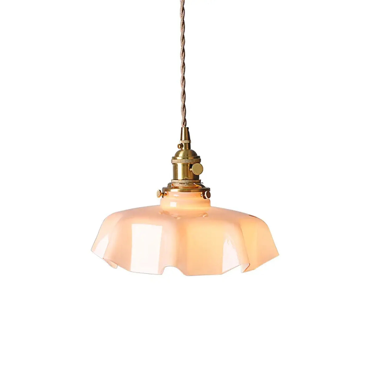 Suspension rétro en verre ondulé et laiton vieilli, six teintes