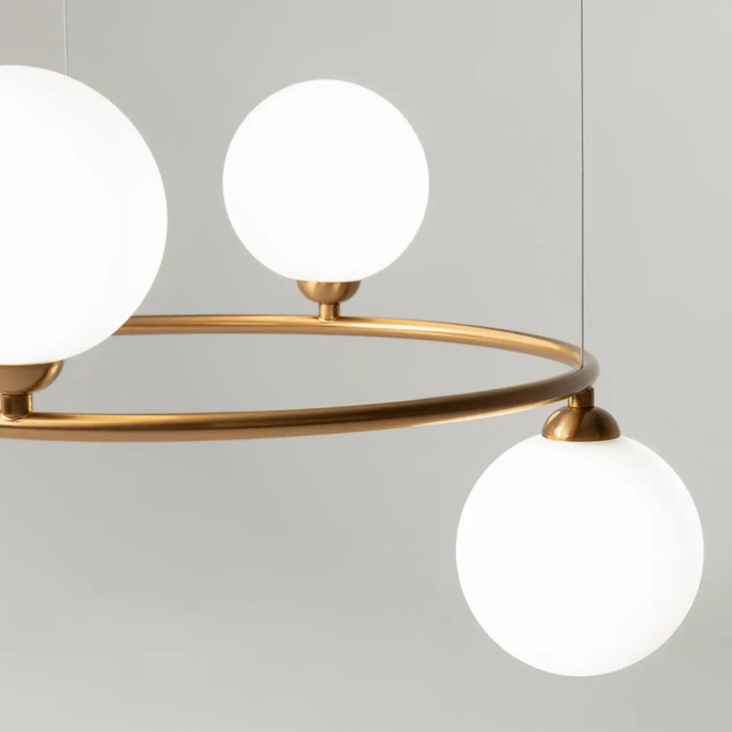 Suspension cercle à globes de verre, 4 ou 6 globes