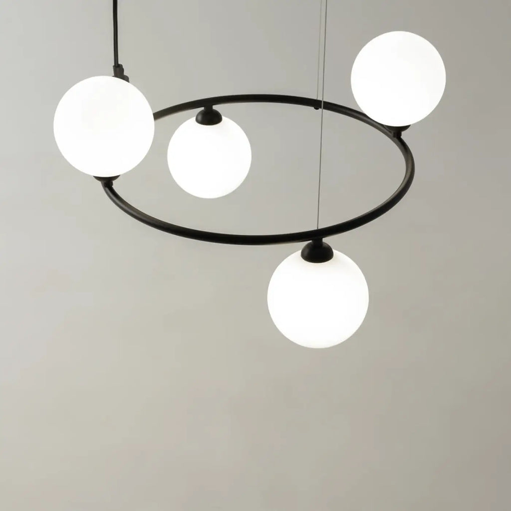 Suspension cercle à globes de verre, 4 ou 6 globes