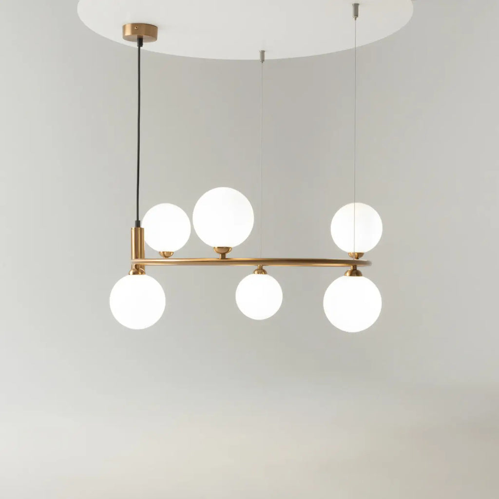 Suspension cercle à globes de verre, 4 ou 6 globes