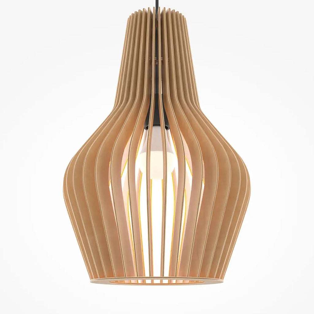 Suspension en bois naturel, cage cylindrique à lames, 20 ou 30 cm
