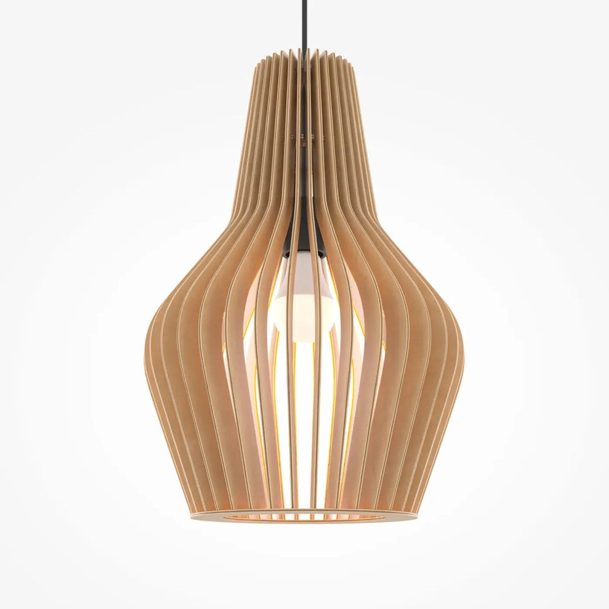 Suspension en bois naturel, cage cylindrique à lames, 20 ou 30 cm