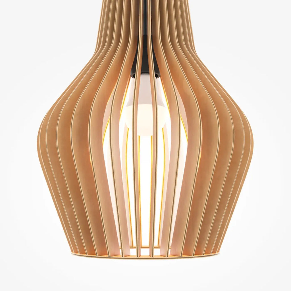 Suspension en bois naturel, cage cylindrique à lames, 20 ou 30 cm