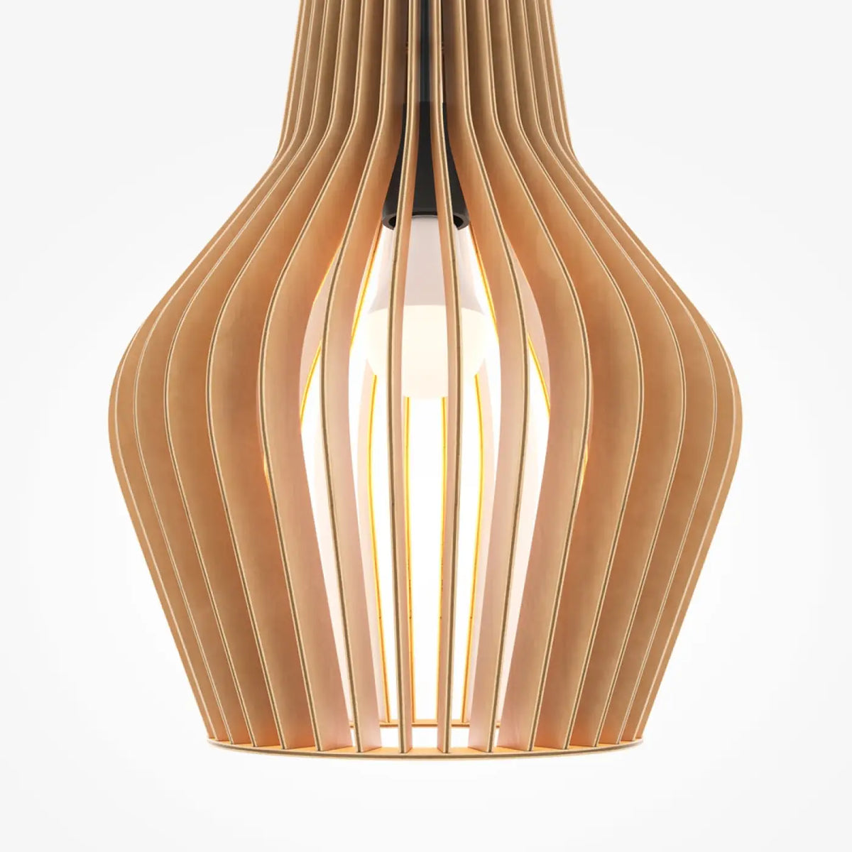 Suspension en bois naturel, cage cylindrique à lames, 20 ou 30 cm