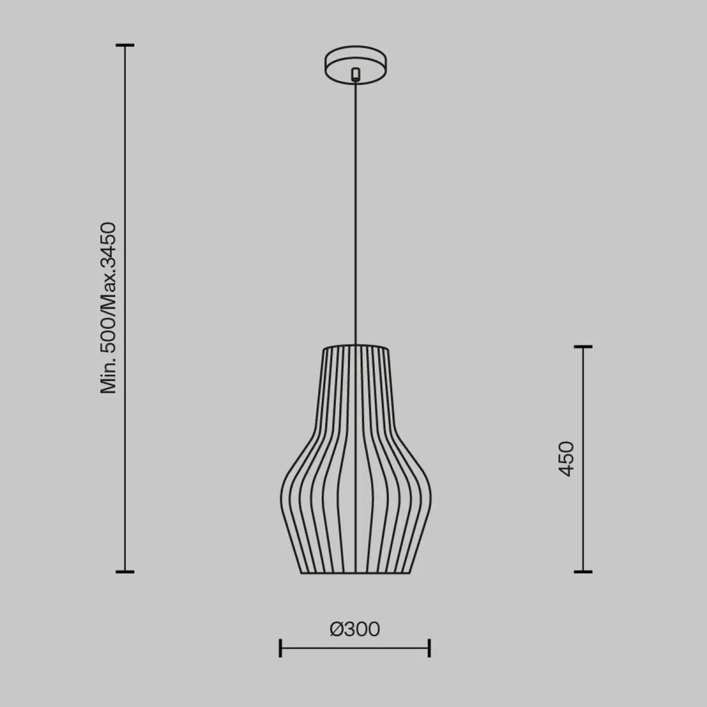 Suspension en bois naturel, cage cylindrique à lames, 20 ou 30 cm