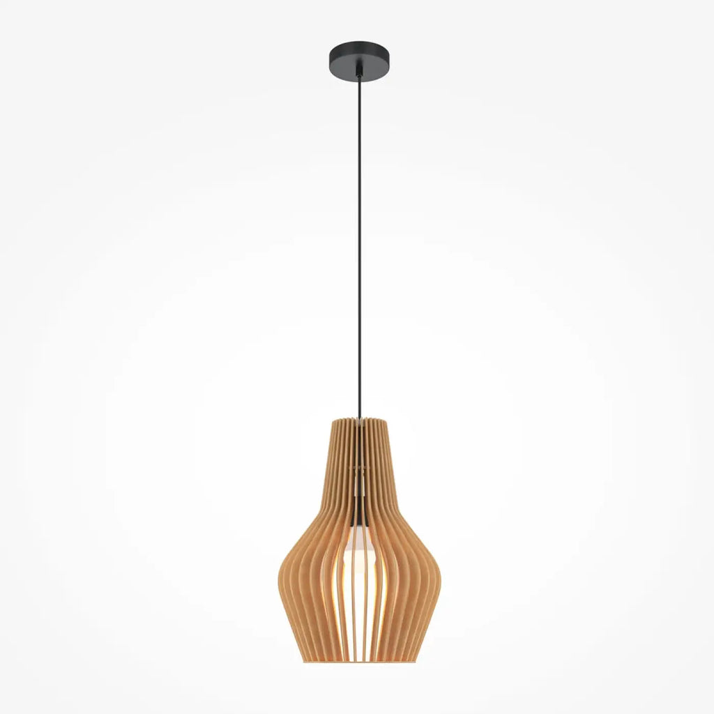 Suspension en bois naturel, cage cylindrique à lames, 20 ou 30 cm
