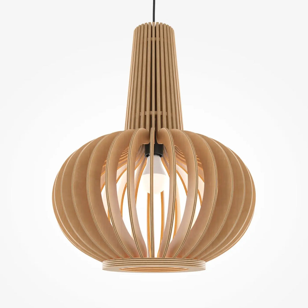 Suspension cage en bois resserrée au centre, 25 ou 35 cm, beige
