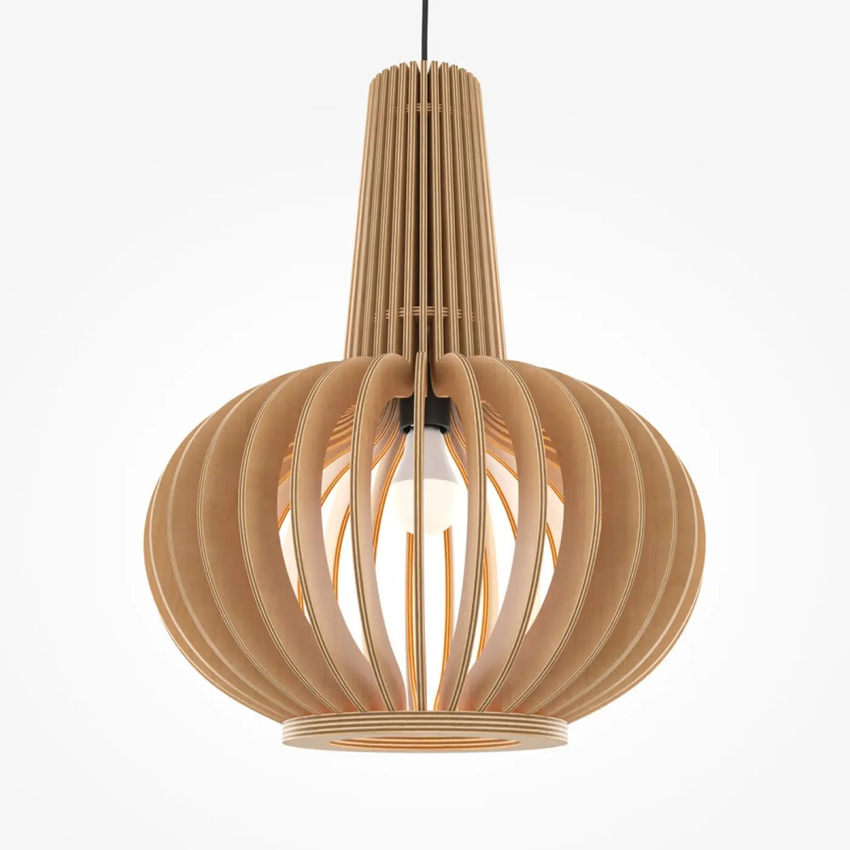 Suspension cage en bois resserrée au centre, 25 ou 35 cm, beige