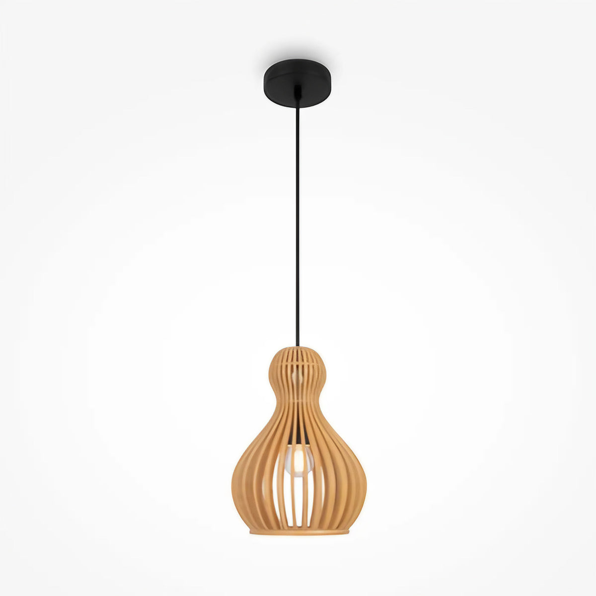 Suspension en bois forme poire, lames de bois clair, 20 ou 30 cm